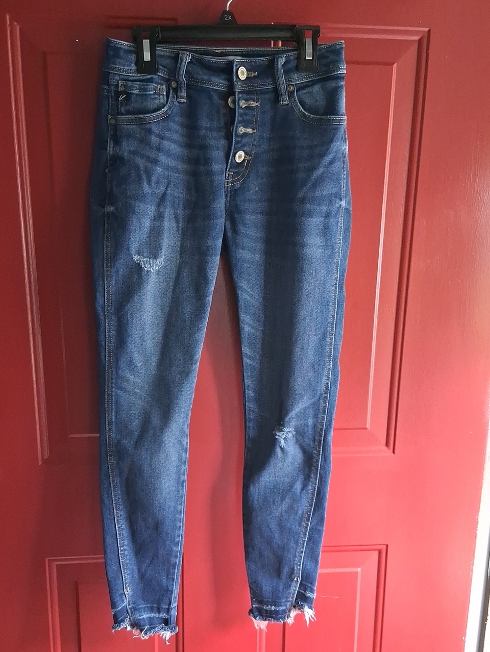 KanCan Dark Blue High-Rise Skinny Jeans with Button-Fly